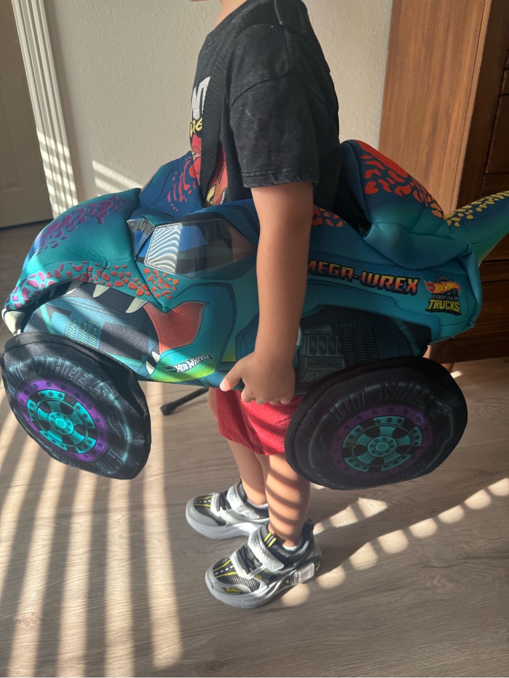 Mega-Wrex Plush Ride-On Costume - Teal Dinosaur Truck